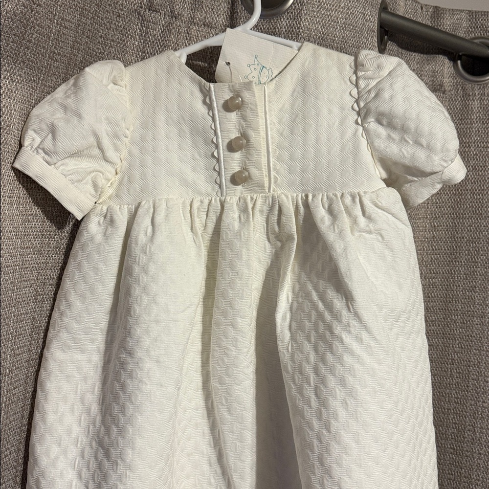 Marie Chantal Cream Textured Button-Front Dress